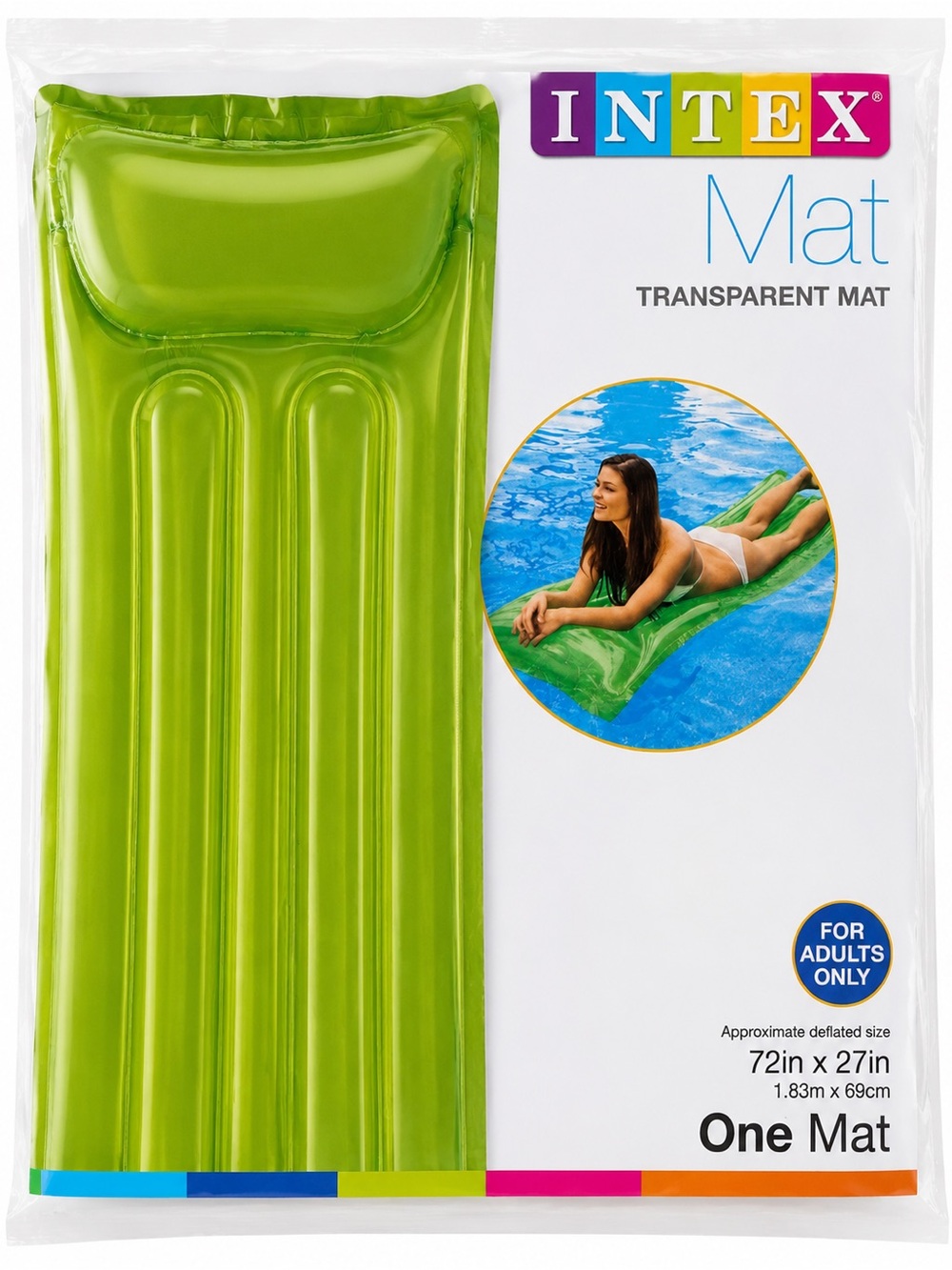 🆕 Pool Float Set of 2 Transparent Lounge Mats 72” Adult Luxury Green